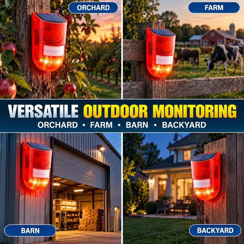 Solar Motion Sensor Alarm for Outdoor Security – 129dB Siren
