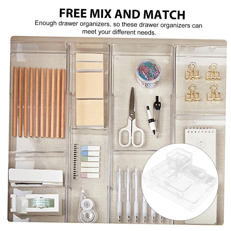 Ciieeo 16pc Organiser Bins Drawer Organiser Cut Out for Makeup