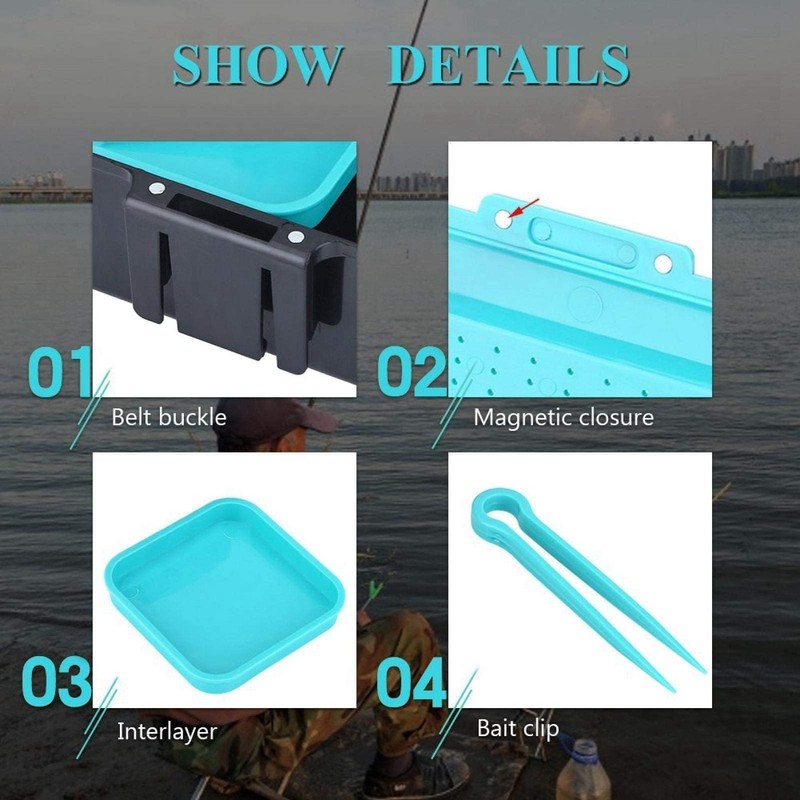 VBESTLIFE Plastic Fishing Bait Holder 2 Compartment Earthworm Lure Storage