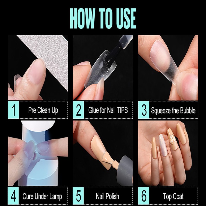 TOMICCA False Nail Tips, Square Nail Tips, 240 Pieces, Square