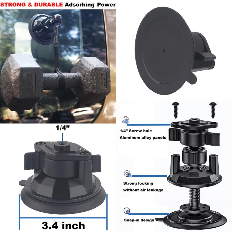 Upgraded Car Suction Cup Base with17mm Ball, Compatible with17mm Double