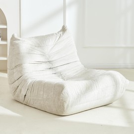 Homguava Bean Bag Chair, Giant Beanbag Chairs for Adults, Comfy Fireside Large Lazy Floor Sofa, Single Sofa Couch with High-Rebound Foam, Lounge Chair for Living Room, Bedroom (Beige, Single)