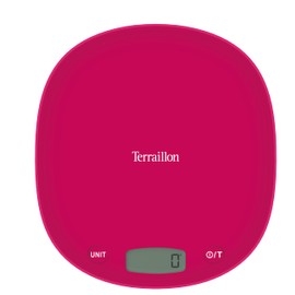 Terraillon Kitchen Scales, Tare, Liquid Conversions, Integrated Handle, Range 3 kg, Macaroon One Yuzu, Yellow Pink Fuschia