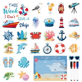 27PCS Cruise Door Decorations Magnetic, Cute Nautical Cruise Door Magnets