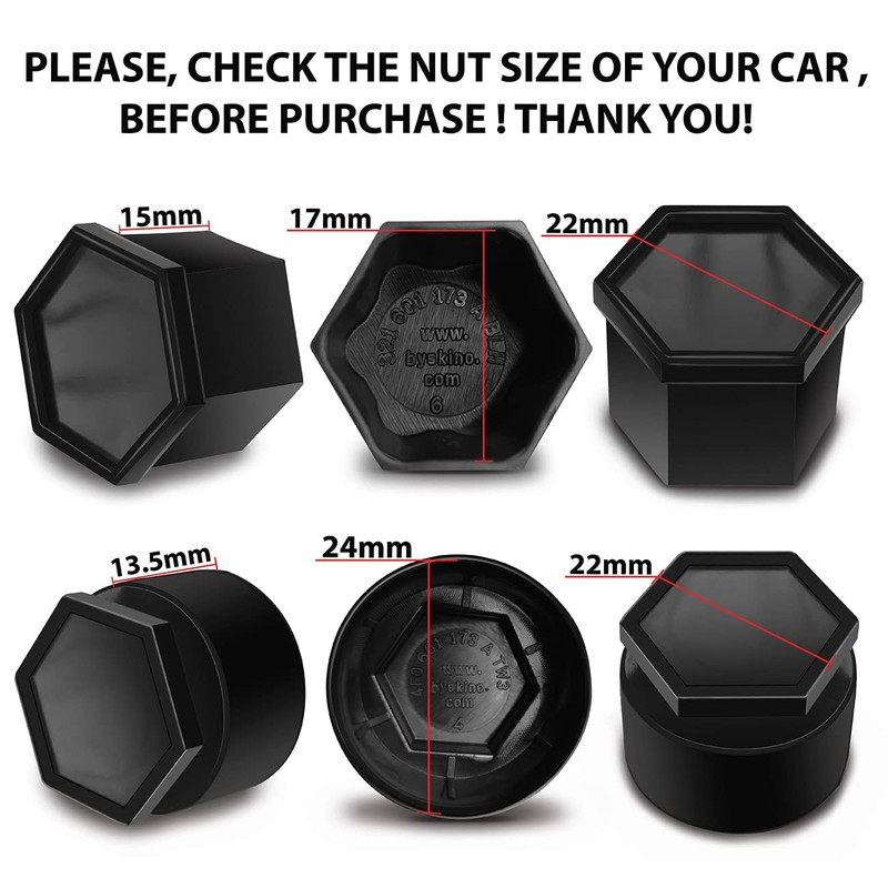 Biomar Labs Wheel Nut Covers Locking Bolt Caps Universal 17mm