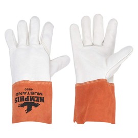 MCR Safety 4950L Mustang Premium Grain Cow MIG/TIG Welder Men's Gloves with Gauntlet Split Leather Cuff, Cream, Large, 1-Pair by MCR Safety