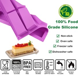 Premium Nonstick Silicone Mold for Granola Bars - Set of 2 | Easy Release, Effortless Cleaning, and Durable | Ideal for Baking, Making Rectangle Granola Bars | Food-Grade, Flexible Moldes silicona
