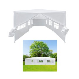 Folding Canopy Outdoor Party Wedding Tent Portable Instant Shelter Storage Gazebo Pavilion BBQ Shelter, Ground Coverage Area 27 Square Meters, 10X30ft White