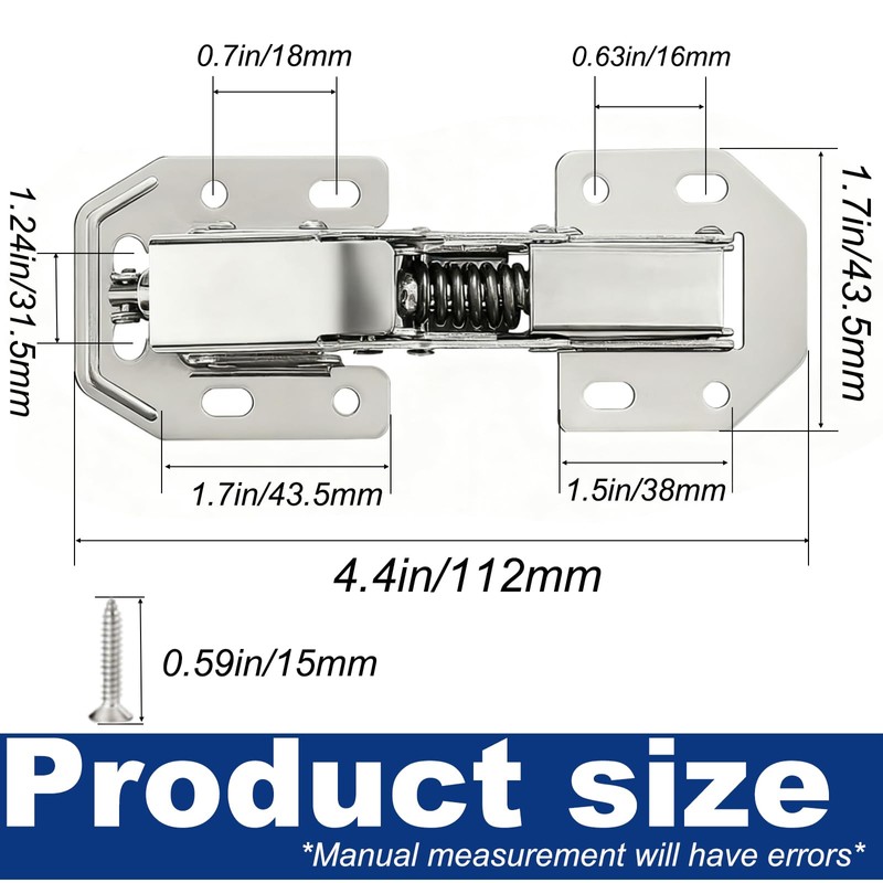 4PCS Soft Close Cabinet Hinge, No Pre-Drilled Cabinet Hinges, Surface