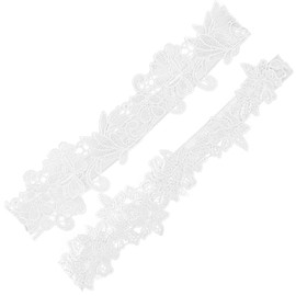 LNQ LUNIQI Wedding Garter Lace, Pack of 2 Bridal Leg Garters Accessories, Elastic Thigh Wedding Garter for Bridal Wedding (White, Black, Blue), White