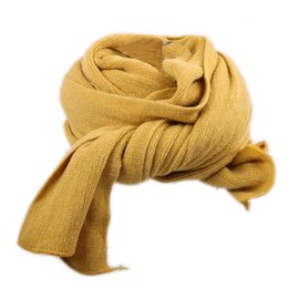 DEHANG Pure Color Women Soft Warm Cotton Blended Long Knitted Scarf - Mustard Yellow