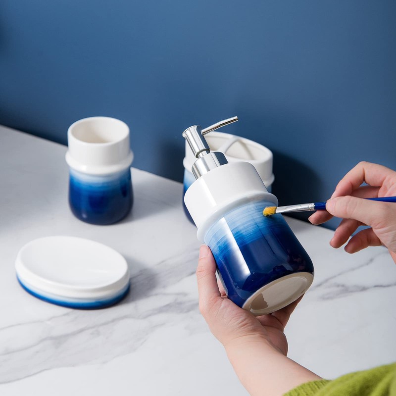 Ceramic 12Oz Soap Dispenser for Kitchen, Refillable Hand Dispenser with