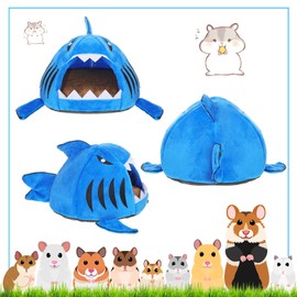 Jetec Shark Guinea Pig Bed Hideout Guinea Pig Animals Bed House Warm Small Hamster Nest Sleeping Mat Cushions Dutch Hamster Hedgehog Rat Chinchilla(Navy Blue)