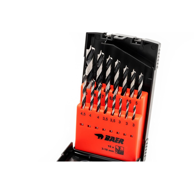 BAER Wood Drill Bit Set (15 Pieces) 3-10 mm -
