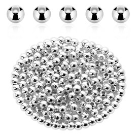 Silver Spacer Beads, 150 Pcs 8mm Round Smooth Spacer Beads for Jewelry Making Metal Silver Plated Loose Charm Bead with Hole for DIY Jewelry Making Bracelet Necklace Earring Crafts