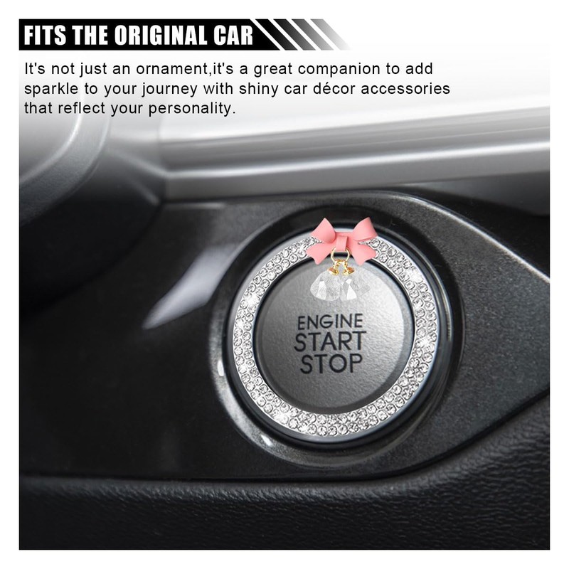 Bling Diamond Car Engine Start Stop Button Decoration Ring, Crystal