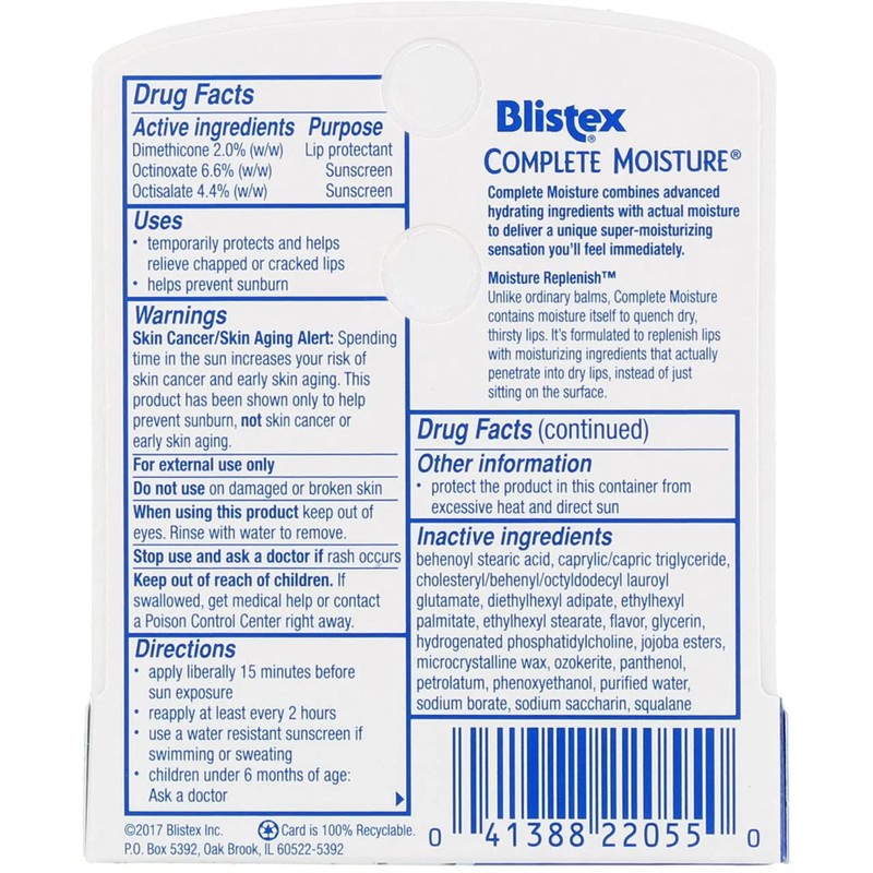Blistex Complete Moisture Lip Protectant 0.15 oz (Pack of 2)