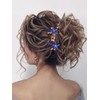IYOU Women Wedding Hair Pins Royal Blue Flower Hair Piece