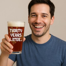 30th Birthday Gifts for Men – Funny Beer Glass with “30 Years Later” Design – 16oz Nostalgic Pint Glass – Retirement Gift, Husband Gift, Holiday or Anniversary Present