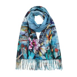 RIIQIICHY Reversible Painting Printed Scarfs for Women Pashmina Shawls and Wraps Ladies Scarf for Winter Warm