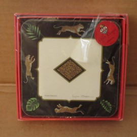 Pimpernel Vtg NOS Lynn Chase JAGUAR JUNGLE 4" Drink Barware Beverage 6 Coasters Pimpernel