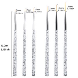 6 x Nail Art Brushes Professional UV Gel Painting Nail Art Design Brush Pen Set Nail Art Dotting Drill Drawing Brush Fine Nail Art Brush 5/7/9/11/15/20mm