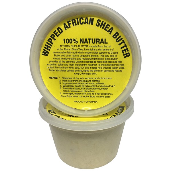 afrikaimports Whipped African Shea Butter Creamy, White, 16 oz.