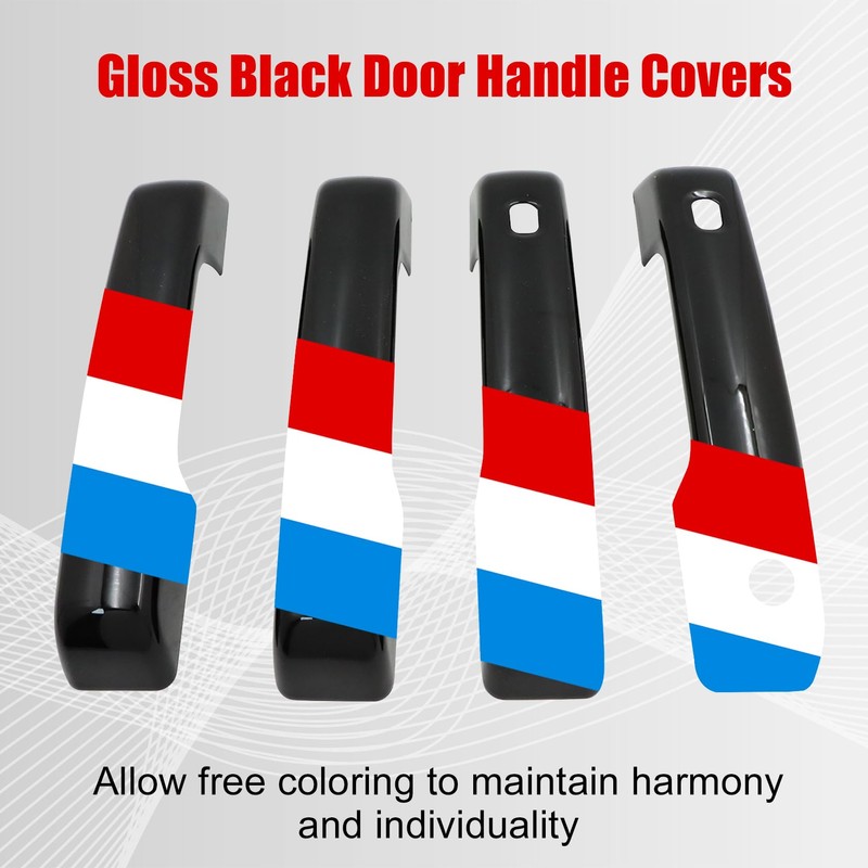 FZJDSD Gloss Black Door Handle Covers with Smart Key Cutout