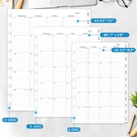2025 Monthly Planner Refill, Planner Inserts for 8-Disc Discbound Planner, 12 Monthly Calendars with Monthly Tabs, 5.5"x8.5"