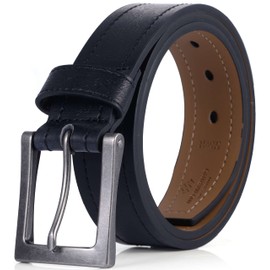 Marino Avenue Men's Belt, Leather Casual Belt, Looks Great with Jeans, Khakis, Dress - With Classic Single Prong Buckle - Tawny - Deep Charcoal - 38 (Waist: 36)