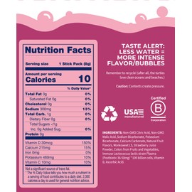 Bobelo Smooth Hydrating Bubbles - Hydration Powder with Balanced Electrolyte - Sugar Free Powdered Drink Mix - Vitamin C & D, Low Calories, Keto Friendly - Mountain Berries - 15 Counts