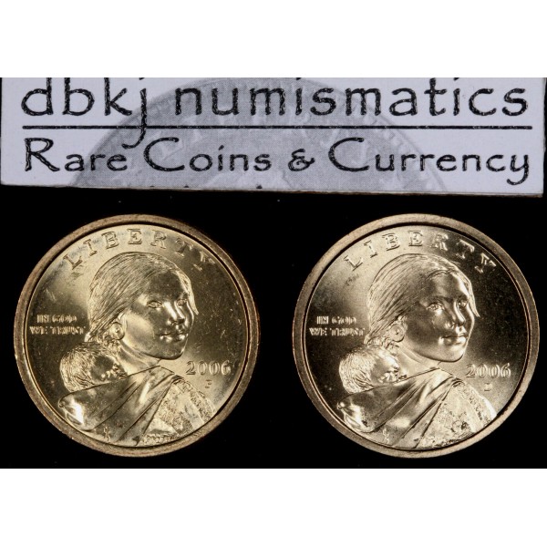 2006 P & 2006 D Native American Sacagawea Dollar $1