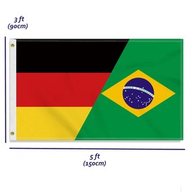 Large 90 x 150 cm Germany Brazil Flag, Large 150D German Brazilian Friendship Banner, Durable Germany Flag Doube Side Print Decor Brass Eyelets Large Brazil