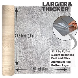 Oxdigi Peel and Stick Vinyl Flooring Roll 23"x 196"/32 Sq.Ft, Thicken Self Adhesive Vinyl Floor Tiles Wood Plank Flooring Waterproof Wear-Resistant for Any Room, Easy DIY Floor Coverings, Light Wood