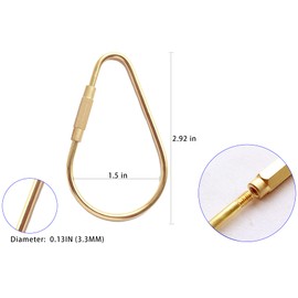 Dong Huang 3pcs Durable Brass Screw Lock Clip Key Ring for Keychains, Tear Drop Shape Keychain Clip, Simple Style Key Chains Women for Car Keys, Coppery, 3, Coppery, 3