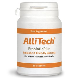 AlliTech ProbioticPlus | 60 Capsules | 200mg Pure Allicin with 5-Strain Probiotics & Lipase Enzyme per dose | Dual Action Immune Defence & Digestive Support | Odourless, Vegan & Gluten Free