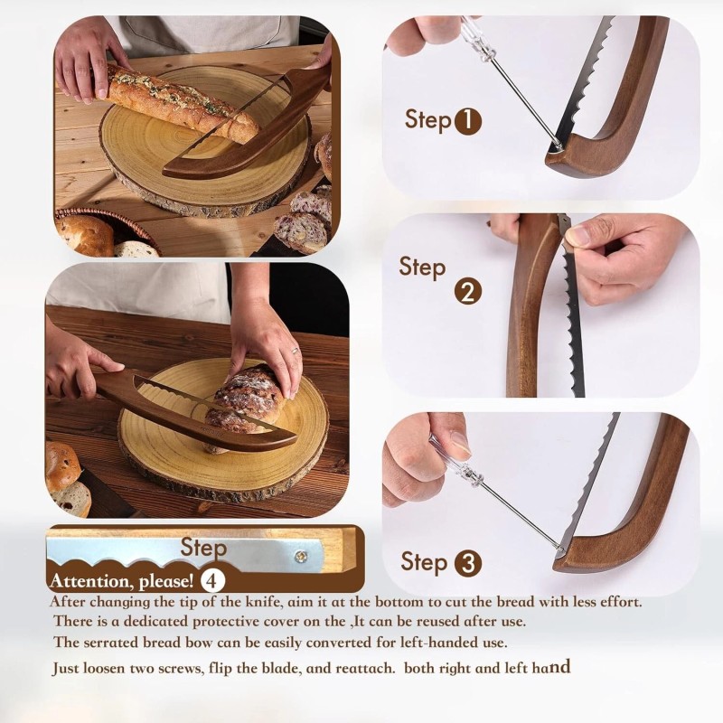 RAPSAKEMOH ourdough bread knife,15.7" Bread slicer for Homemade Bread ,