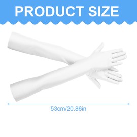 Tomedeks White gloves, women's long gloves, classic opera, wedding, bridal gloves, elastic, approx. 53 cm / 21 inches, long collocation cinderella costume, spandex, sun protection, long gloves, a