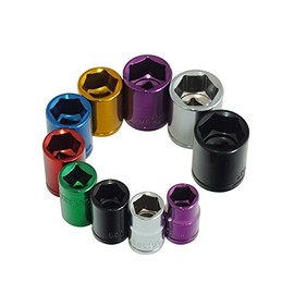 Voche® 10 Piece 3/8" Shallow Coloured Chrome Vanadium Sockets On Rail