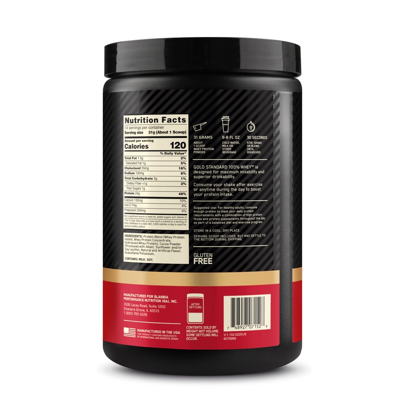 Optimum Nutrition Gold Standard 100% Whey Protein Powder, Double Rich