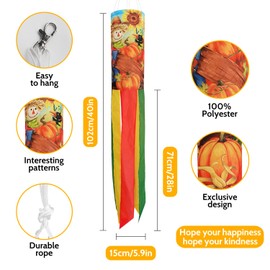 THQZLH 2 Pack Fall Windsocks Outdoor - Heavy Duty Thanksgiving Wind Socks，Experience The Breathtaking Beauty of Autumn