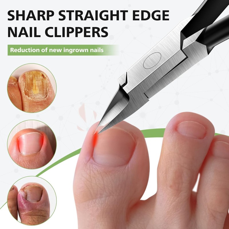Toenail Clippers Straight Blade for Thick Toenails, Wide Open Pointed