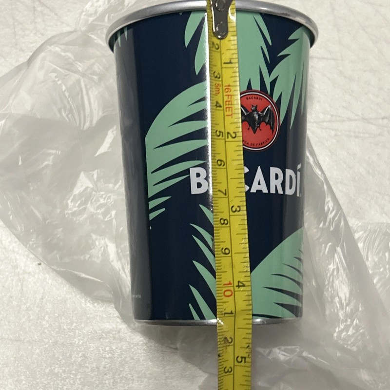 Bacardi Metal Cup Set Of 8 Tropical Green Fern And