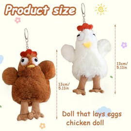 QYEHF Chick Schlüsselanhänger, Chick Plüsch Puppe Schlüsselanhänger Tasche Anhänger Ei Huhn, für Frauen Mädchen Charms Auto Schlüsselanhänger, für den besten Freund, Mama Frauen & Kinder