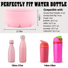 VIKIZUES Silicone Boot Compatible with Owala Kids Water Bottle 14/16 oz & S'well 17oz Water Bottle and More 12/17 oz Stainless Steel Water Bottles, Anti-Slip Bottom Protector Sleeve (Light Pink)