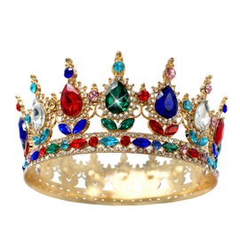 YOUlDIANZI Queen Crown Rhinestone Wedding Crowns and Tiaras for Women Costume Party Hair Accessories Princess Birthday Crown Crystal Bridal Crown (colorful Crown)