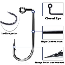 FishTrip 90-Degree Jig Hooks Fishing - 100pcs Aberdeen Long Shank Hook Jig Maker for Freshwater Saltwater Fly Tying 2/0