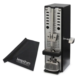 Wittner Super-Mini Taktell Mechanical Wind-Up Metronome Black with Keepdrum Microfibre Cloth