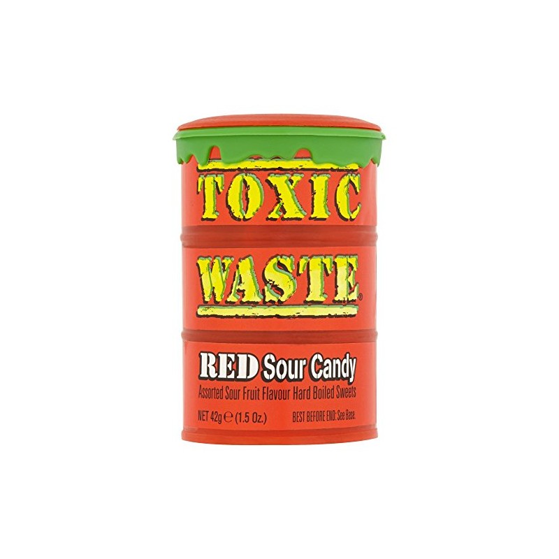 Toxic 301072 Waste Red Ultra Sour Candy Drum (Raspberry Cranberry)