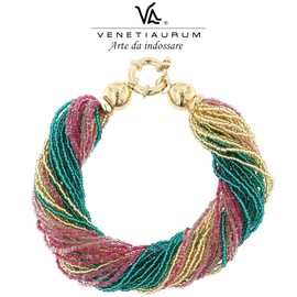 Venetiaurum - Multi-strand Torsade Bracelet in Glass and 925 Sterling Silver - Made in Italy Certified Jewel